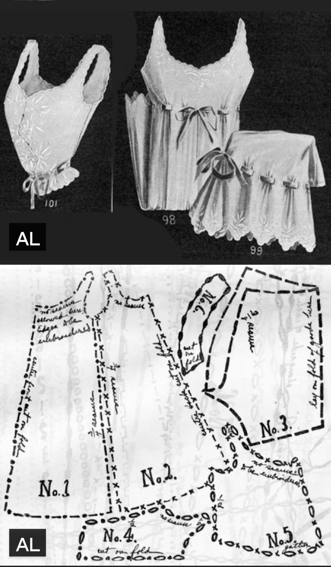 Camisola, pantalón y cubre corset