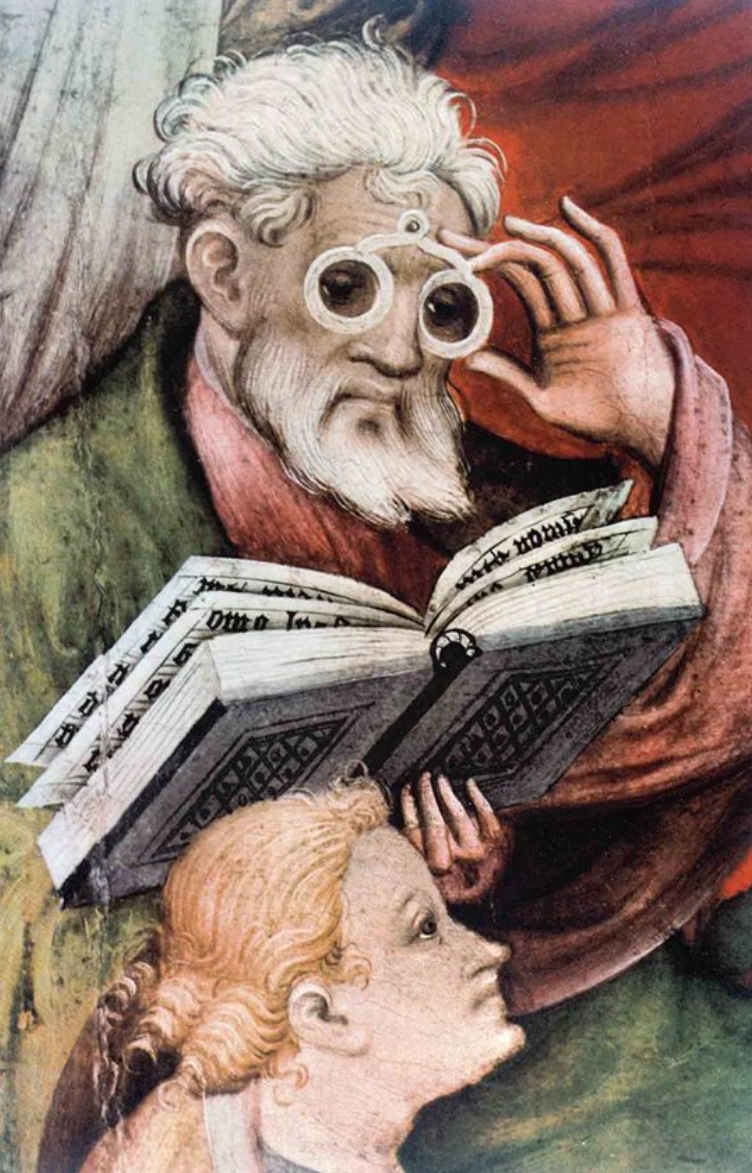 Las primeras representaciones artísticas de personas con gafas aparecen pocas décadas después de su invención y muestran cómo este nuevo instrumento comenzó a integrarse en la vida cotidiana de quienes dedicaban muchas horas a la lectura y la escritura.